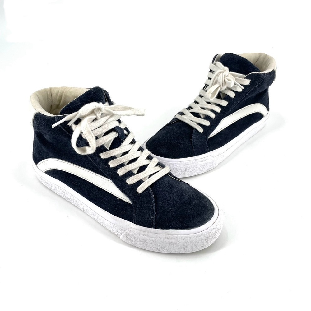 MADEWELL Sidewalk High-Top Sneakers in Suede Navy - Picture 2 of 9